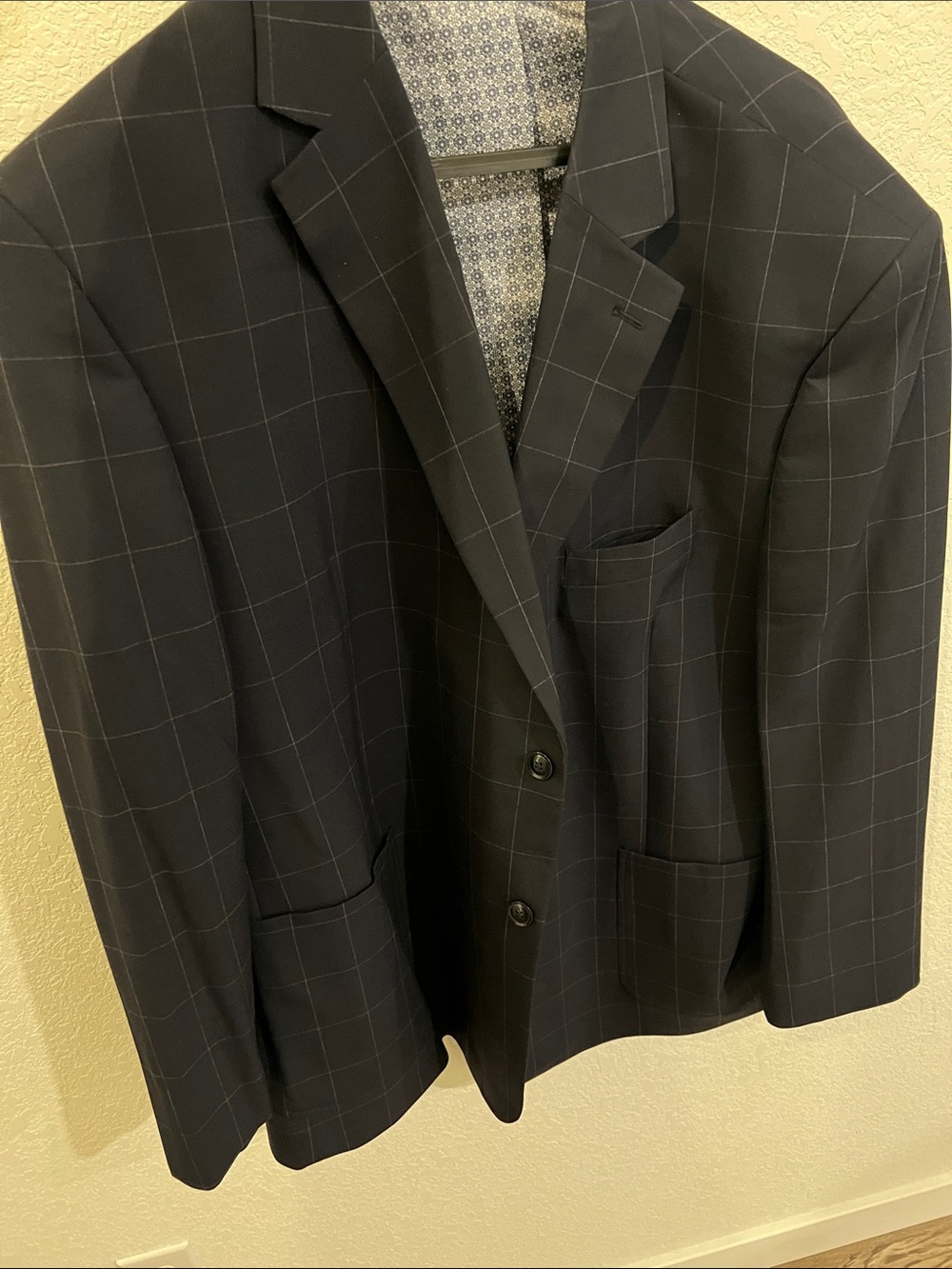 Men's Windowpane Two-Button Blazer - Navy Check